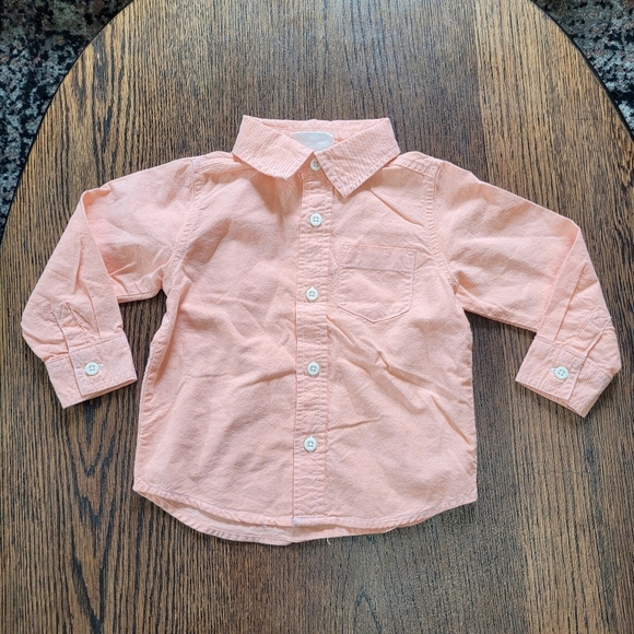 Crazy 8 Bright Orange Long Sleeve Button Down Shirt Size Boy's 18-24 Months - Picture 1 of 3
